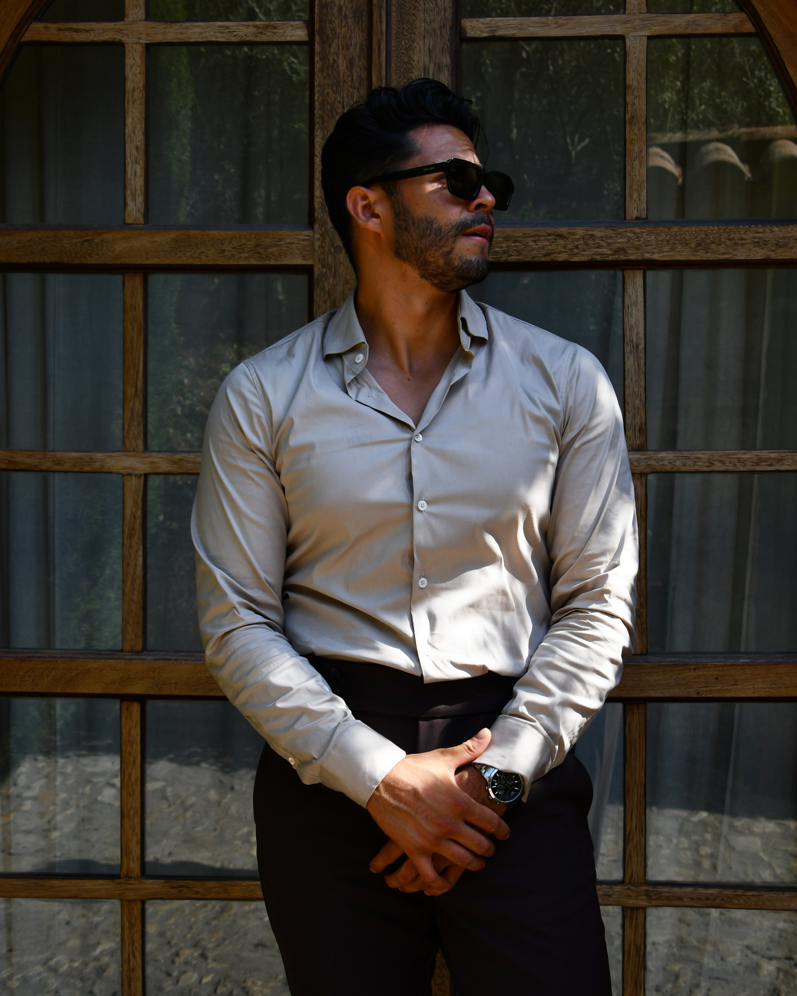 Overhemd slim-fit beige