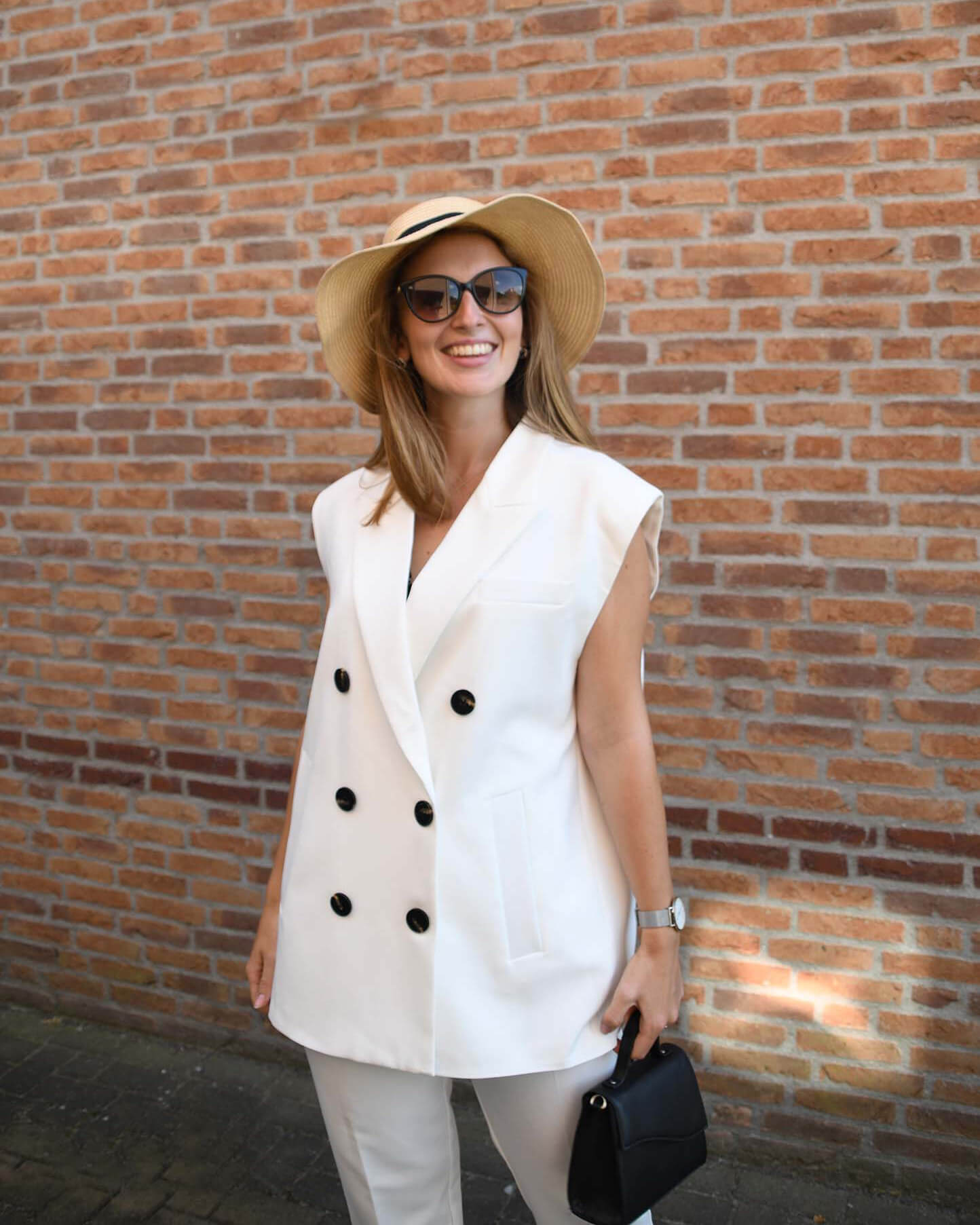 Straight-fit gilet wit